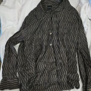 Black and Gray Striped Dress Shirt Lightweight Cotton